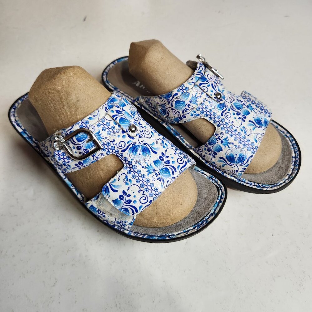ALEGRIA PC Lite Slide Size 37 (6.5-7) Peggy Peg-452 Blue White Hook & Loop Shoe